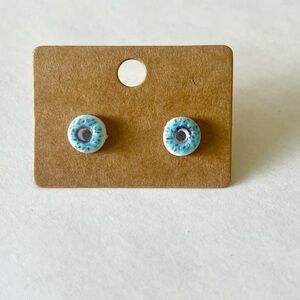 2/$15- Blue Sprinkle Donut Stud Earrings Handmade